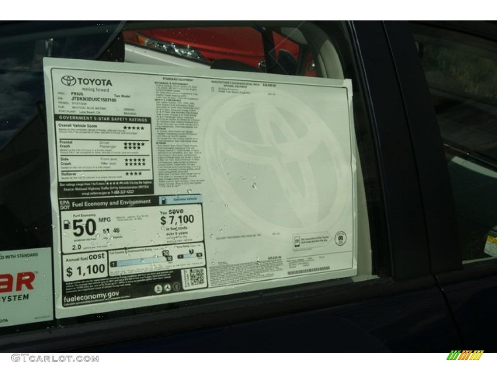 2012 Prius 3rd Gen Two Hybrid - Nautical Blue Metallic / Misty Gray photo #10