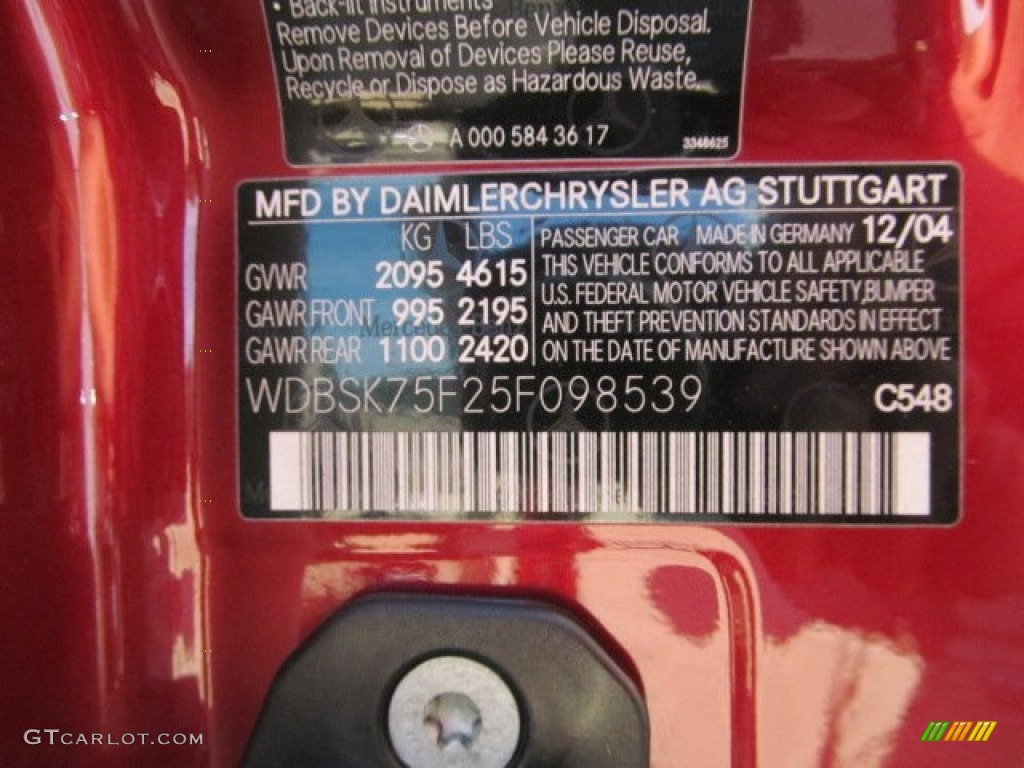 2005 SL 500 Roadster - Firemist Red Metallic / Stone photo #25