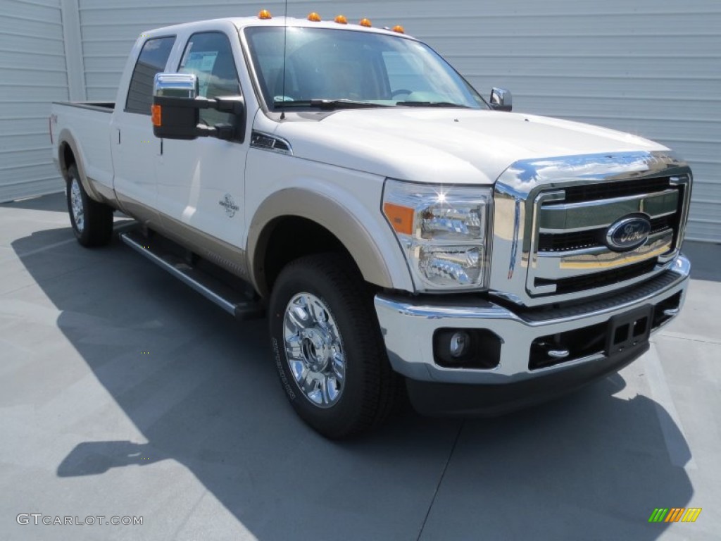 2012 F250 Super Duty Lariat Crew Cab 4x4 - White Platinum Metallic Tri-Coat / Adobe photo #1