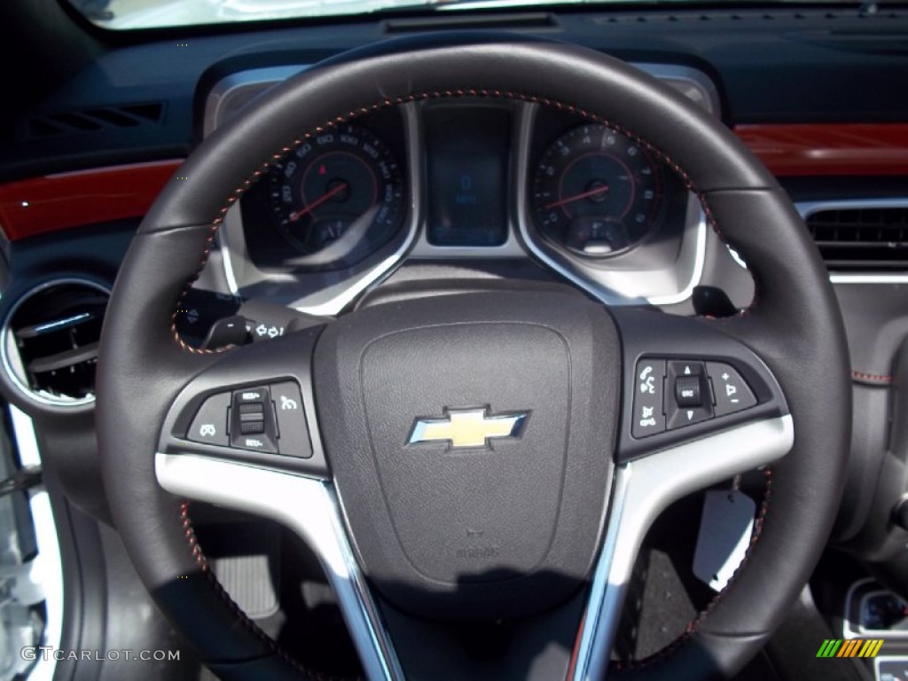 2013 Chevrolet Camaro SS Convertible Inferno Orange Steering Wheel Photo #70882135