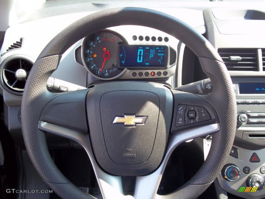 2013 Chevrolet Sonic LS Sedan Jet Black/Dark Titanium Steering Wheel Photo #70882312