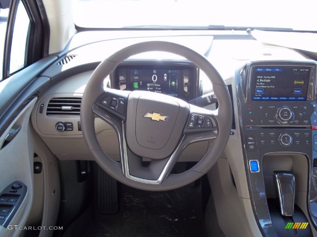 2013 Chevrolet Volt Standard Volt Model Pebble Beige/Dark Accents Steering Wheel Photo #70882390
