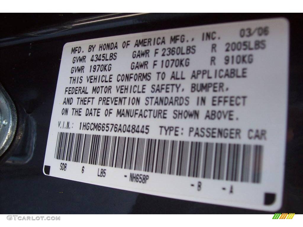 2006 Accord EX-L V6 Sedan - Graphite Pearl / Gray photo #24