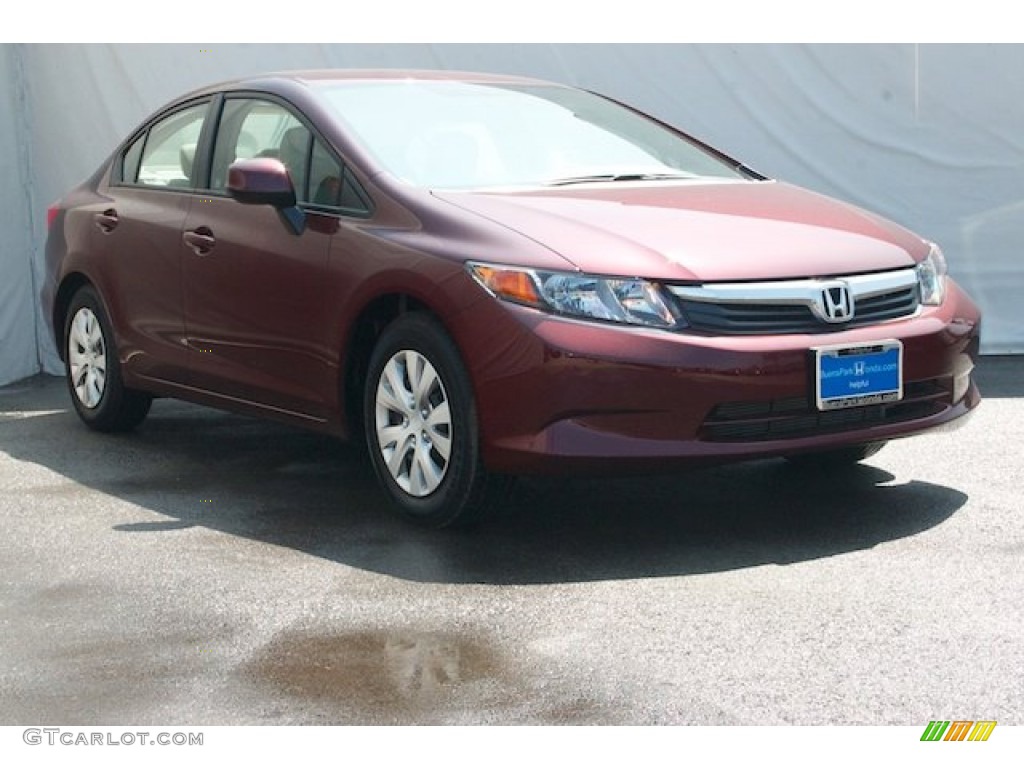 2012 Civic LX Sedan - Rallye Red / Beige photo #1