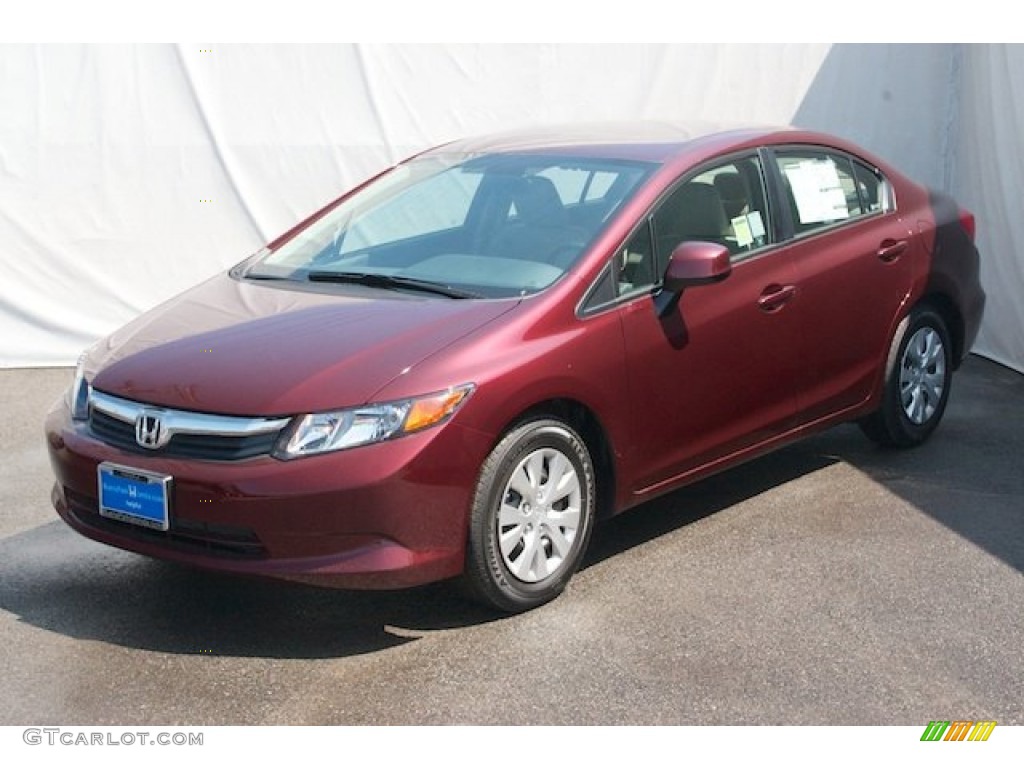 2012 Civic LX Sedan - Rallye Red / Beige photo #3