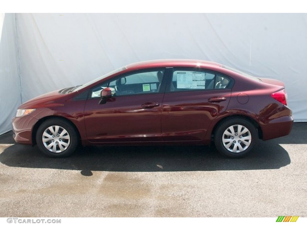 2012 Civic LX Sedan - Rallye Red / Beige photo #4