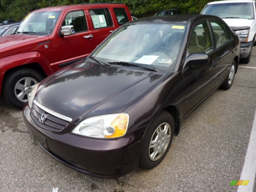 2001 Civic LX Sedan - Vintage Plum Pearl / Beige photo #3