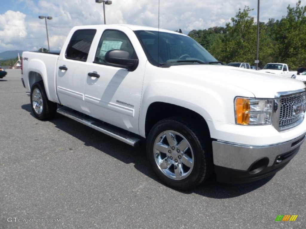 2013 Sierra 1500 SLE Crew Cab 4x4 - Summit White / Light Titanium/Dark Titanium photo #3
