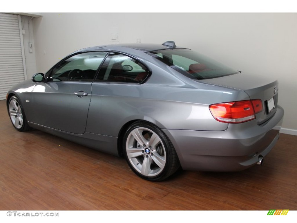 2009 3 Series 335i Coupe - Space Grey Metallic / Coral Red/Black Dakota Leather photo #3