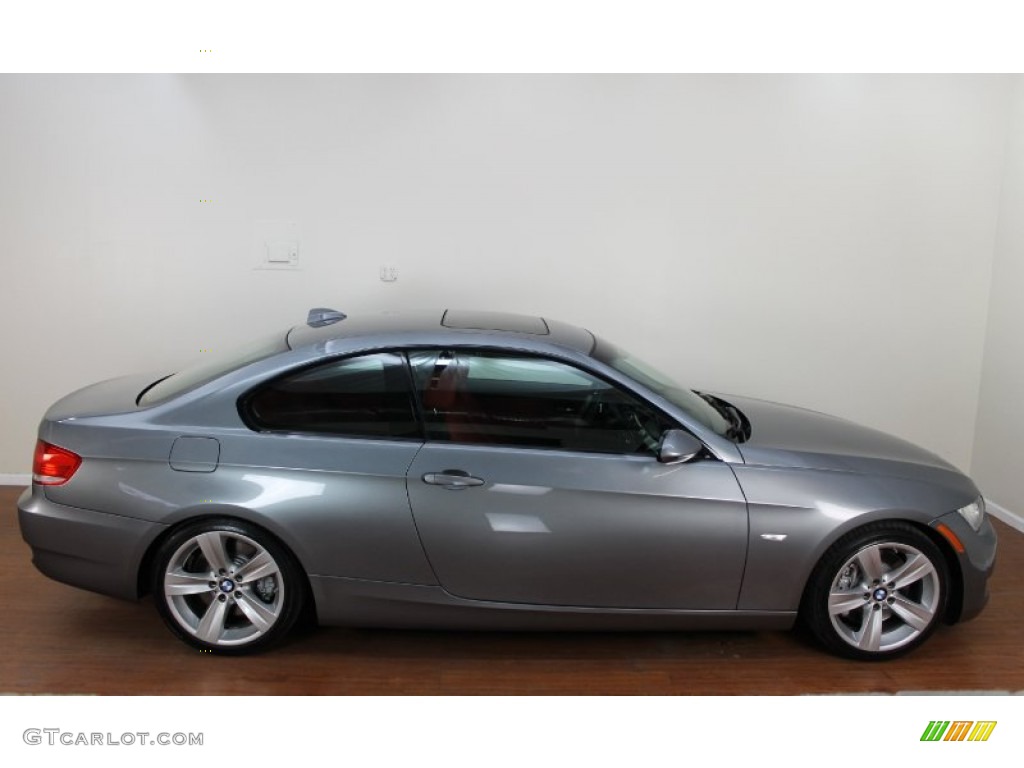 2009 3 Series 335i Coupe - Space Grey Metallic / Coral Red/Black Dakota Leather photo #5