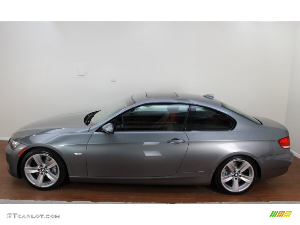 2009 3 Series 335i Coupe - Space Grey Metallic / Coral Red/Black Dakota Leather photo #6