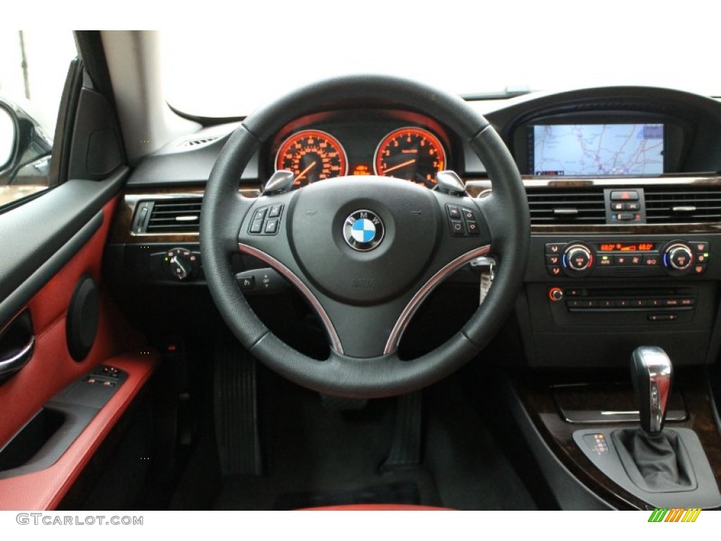 2009 3 Series 335i Coupe - Space Grey Metallic / Coral Red/Black Dakota Leather photo #31