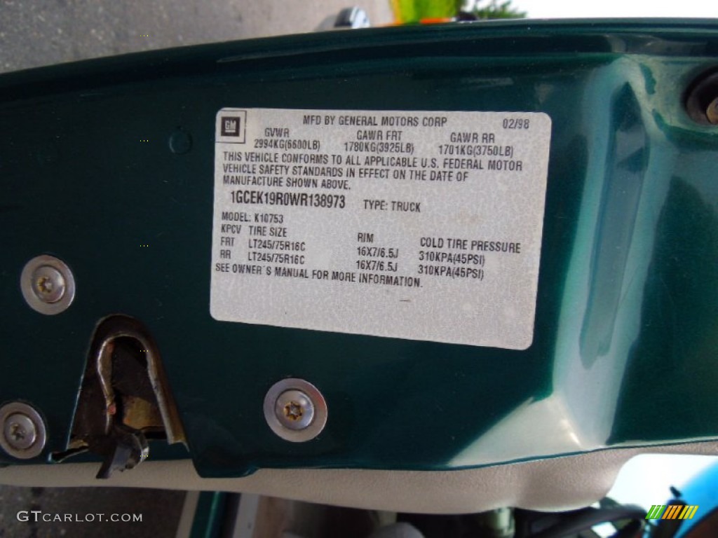 1998 C/K K1500 Extended Cab 4x4 - Emerald Green Metallic / Gray photo #7