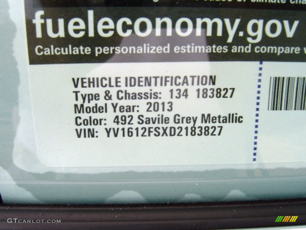 2013 S60 Color Code 492 for Saville Grey Metallic Photo #70902886