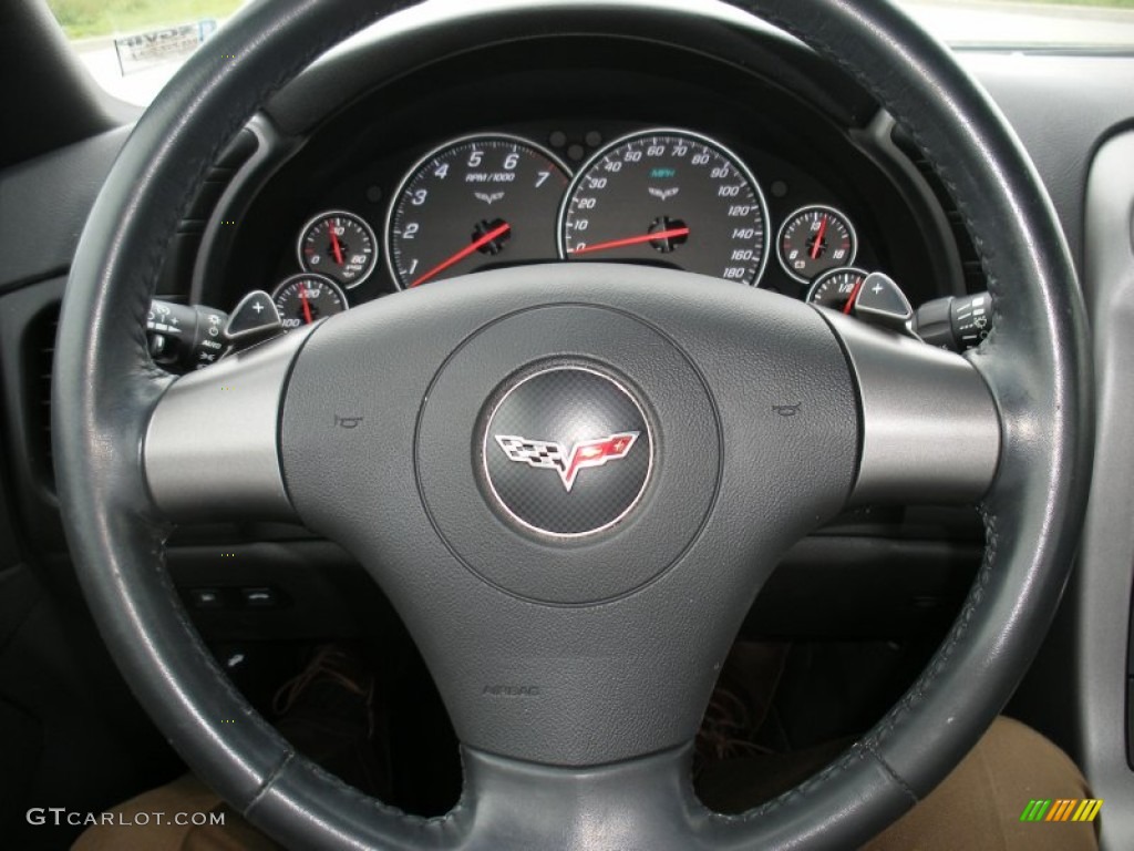 2006 Chevrolet Corvette Convertible Ebony Black Steering Wheel Photo #70905202