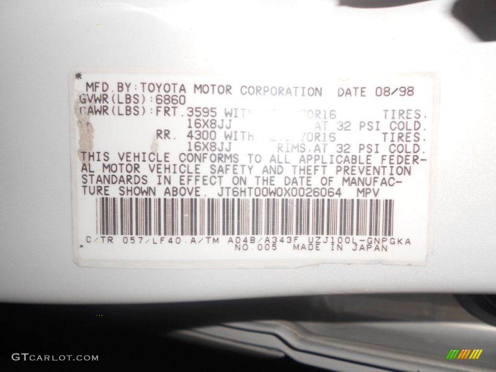 1999 Lexus LX 470 Color Code Photos
