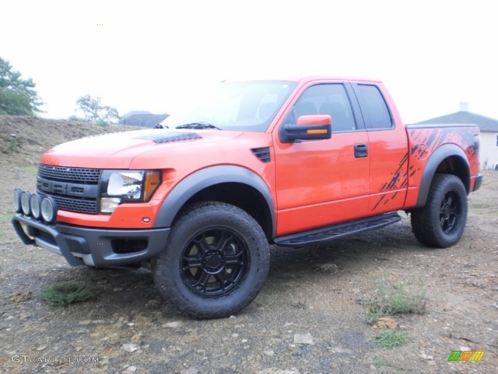 2010 F150 SVT Raptor SuperCab 4x4 - Molten Orange Tri Coat / Raptor Black/Orange photo #2