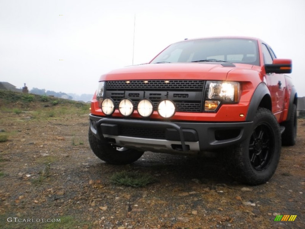 2010 F150 SVT Raptor SuperCab 4x4 - Molten Orange Tri Coat / Raptor Black/Orange photo #8