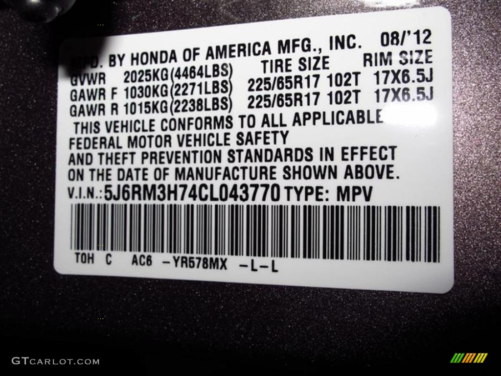 2012 CR-V EX-L - Urban Titanium Metallic / Beige photo #10