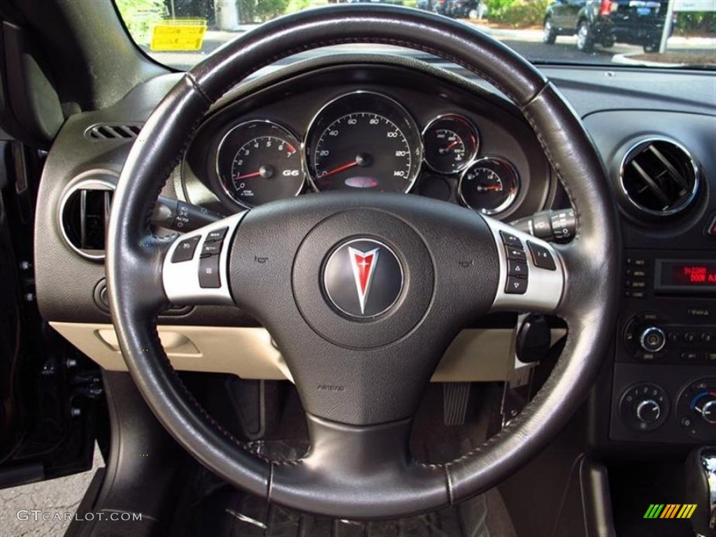 2008 Pontiac G6 GT Convertible Light Taupe Steering Wheel Photo #70910662