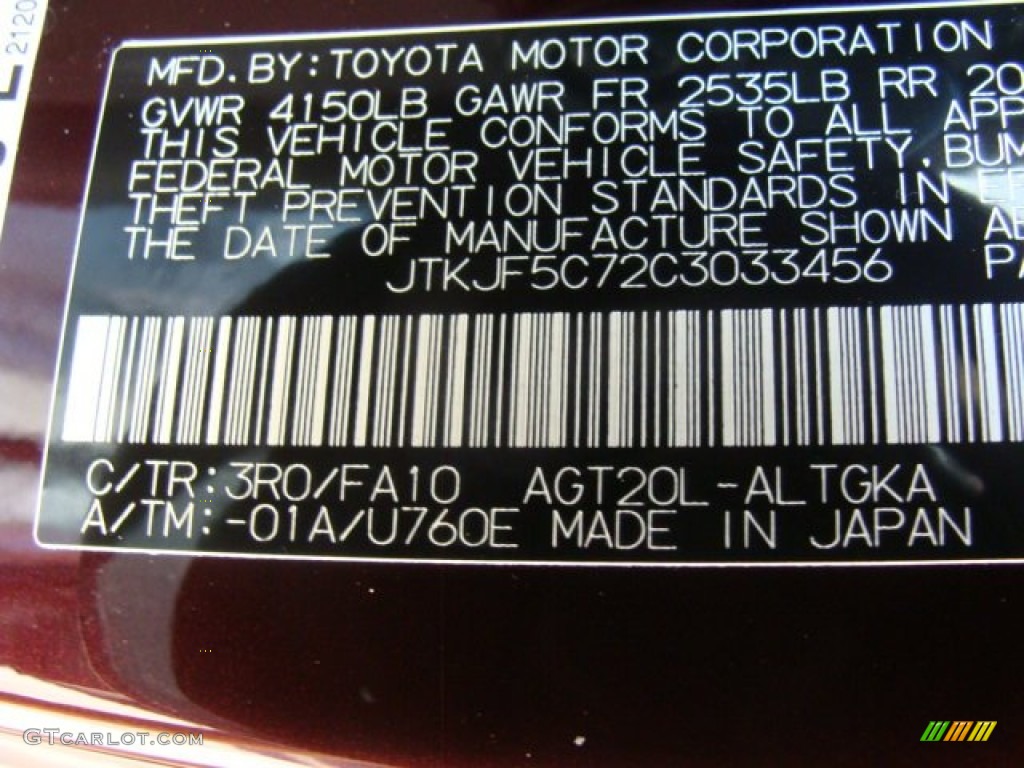 2012 tC Color Code 3R0 for Sizzling Crimson Mica Photo #70913158