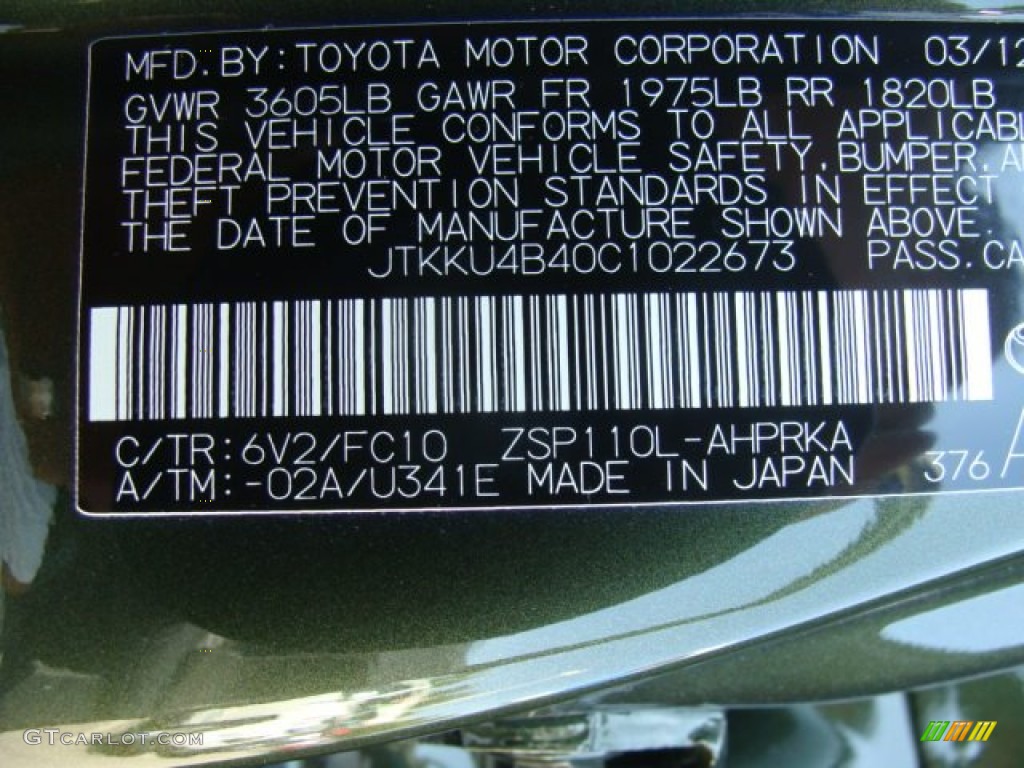 2012 xD Color Code 6V2 for Amazon Green Metallic Photo #70914919