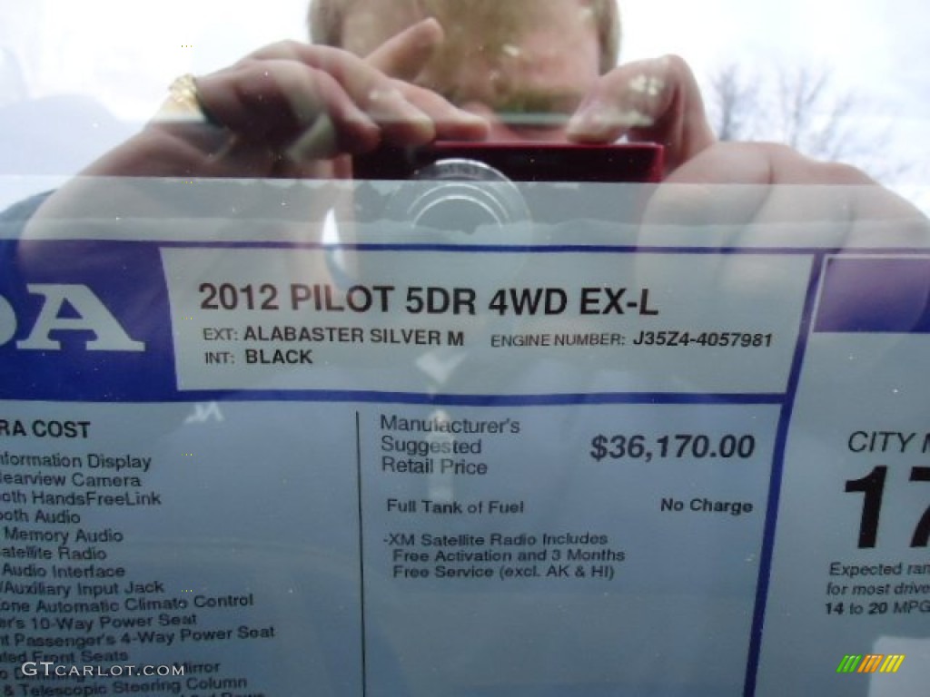 2013 Honda Pilot EX-L 4WD Window Sticker Photo #70916149