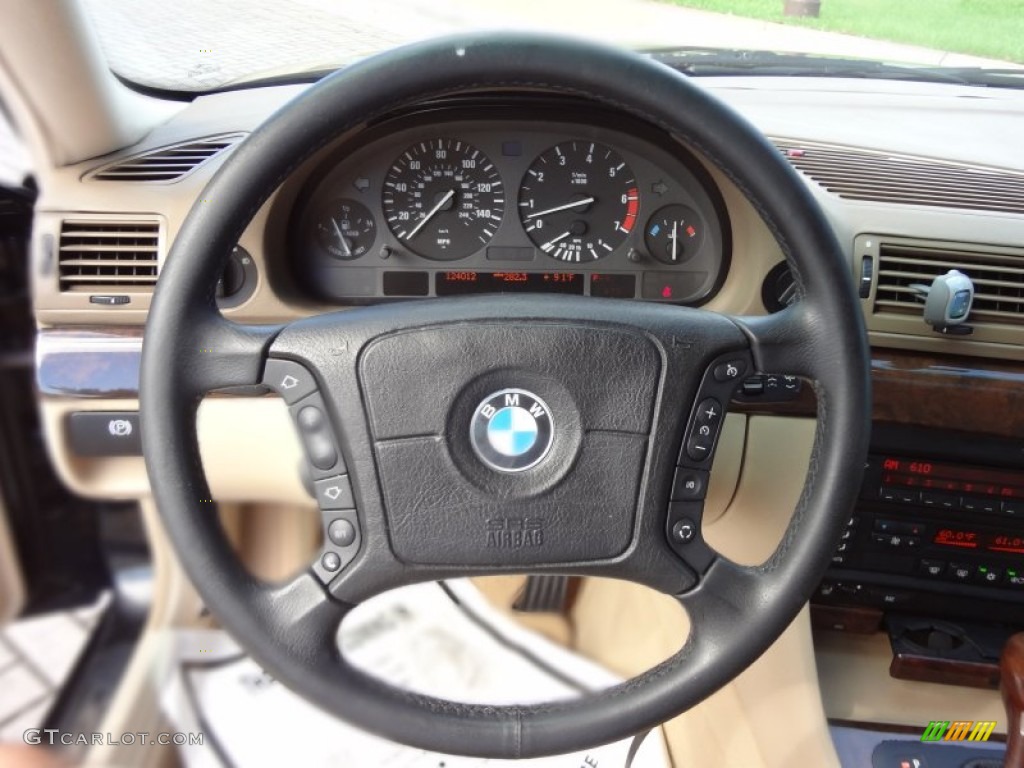 1998 BMW 7 Series 740iL Sedan Sand Steering Wheel Photo #70926325