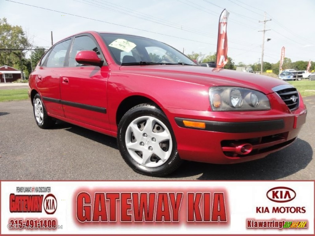 2005 Elantra GLS Hatchback - Electric Red Metallic / Gray photo #1