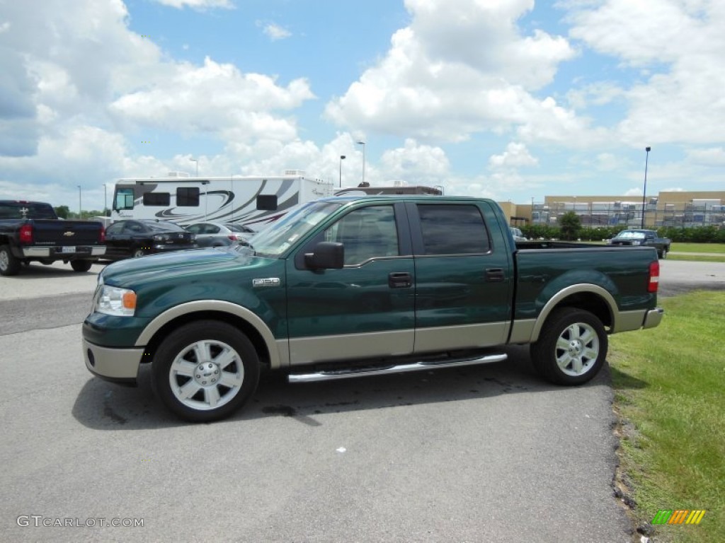 2008 F150 Lariat SuperCrew - Forest Green Metallic / Tan photo #5