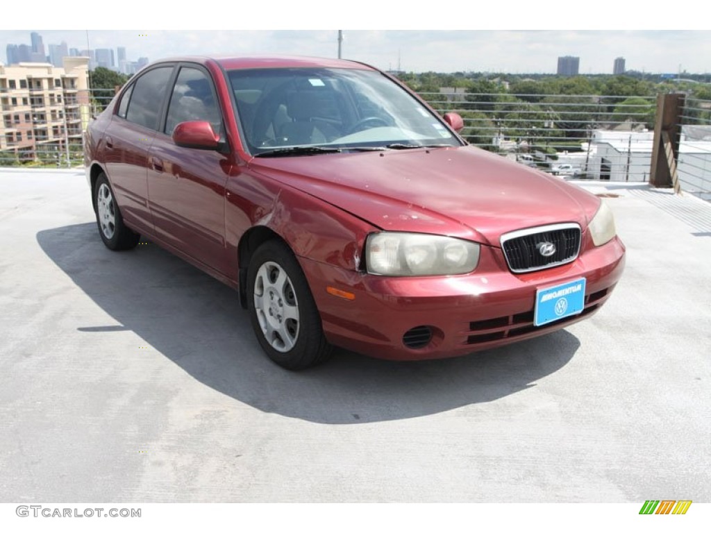 2002 Elantra GLS Sedan - Chianti Red / Gray photo #1
