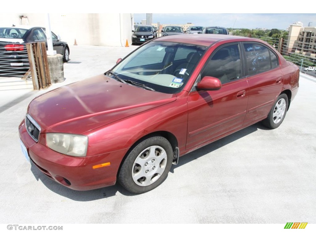 2002 Elantra GLS Sedan - Chianti Red / Gray photo #3