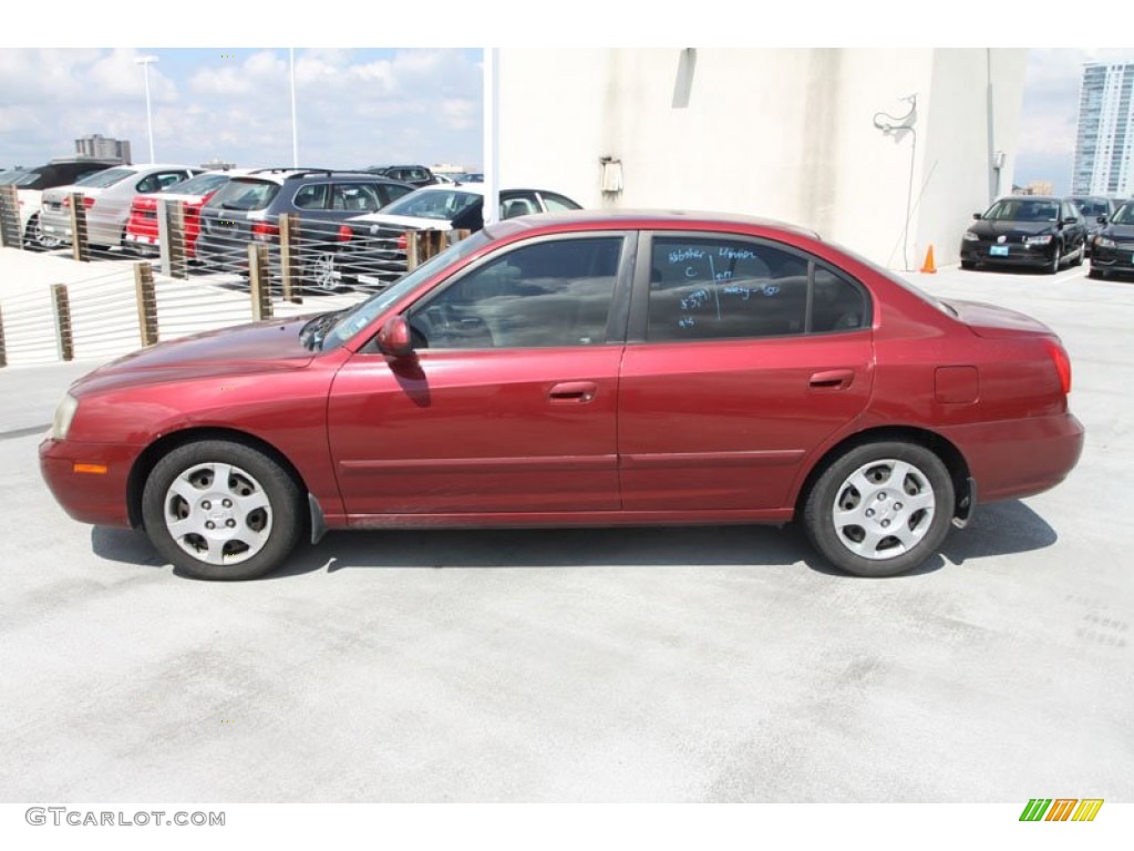 2002 Elantra GLS Sedan - Chianti Red / Gray photo #4
