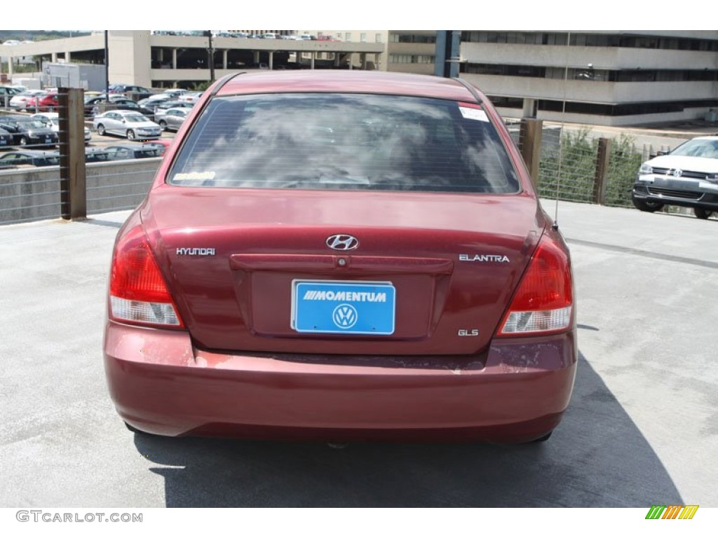 2002 Elantra GLS Sedan - Chianti Red / Gray photo #6