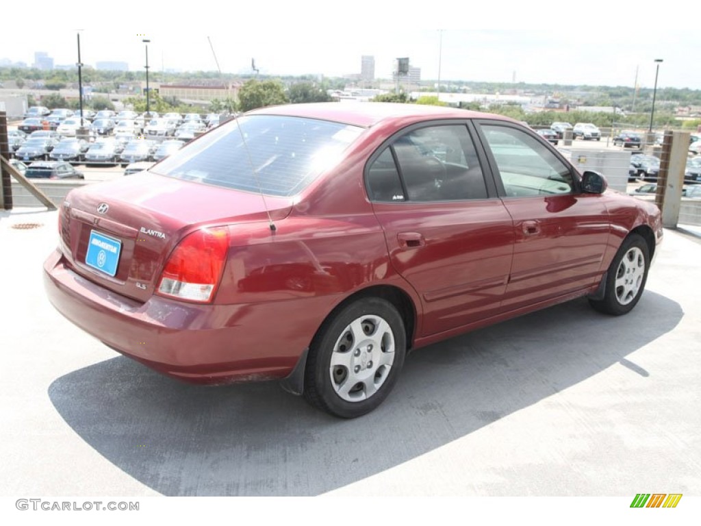 2002 Elantra GLS Sedan - Chianti Red / Gray photo #7
