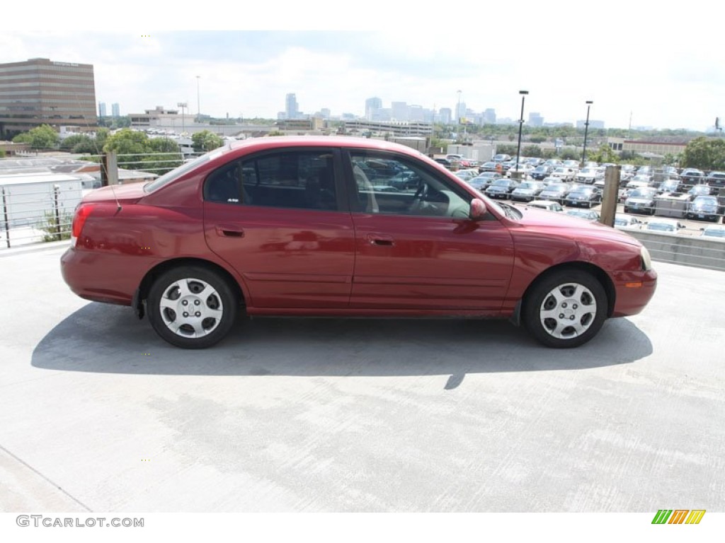 2002 Elantra GLS Sedan - Chianti Red / Gray photo #8