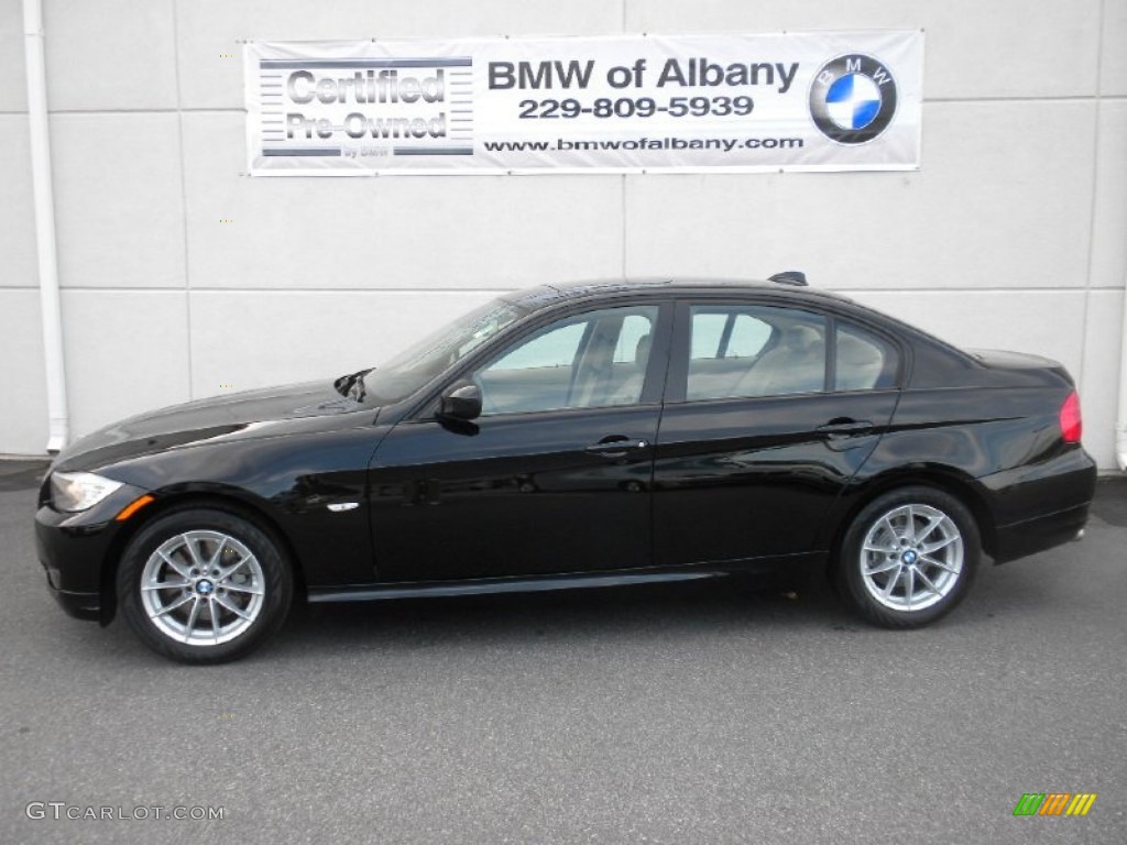 2010 3 Series 328i Sedan - Jet Black / Beige photo #1