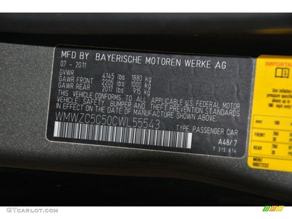 2012 Cooper Color Code A48 for Royal Gray Metallic Photo #70940380