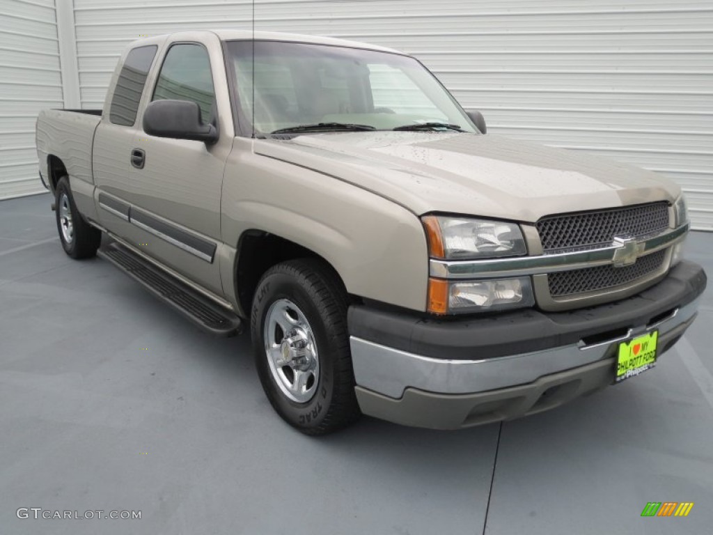 2003 Silverado 1500 Extended Cab - Light Pewter Metallic / Tan photo #1