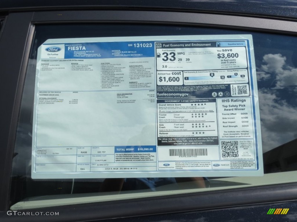 2013 Ford Fiesta SE Hatchback Window Sticker Photo #70947875