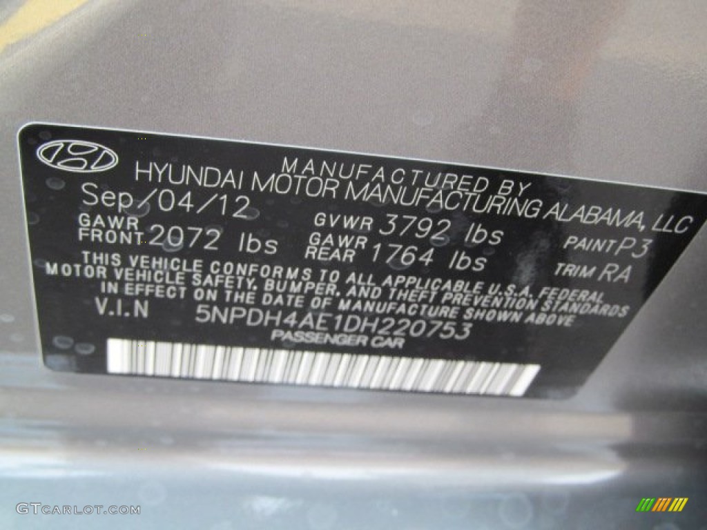 2013 Elantra GLS - Harbor Gray Metallic / Gray photo #10