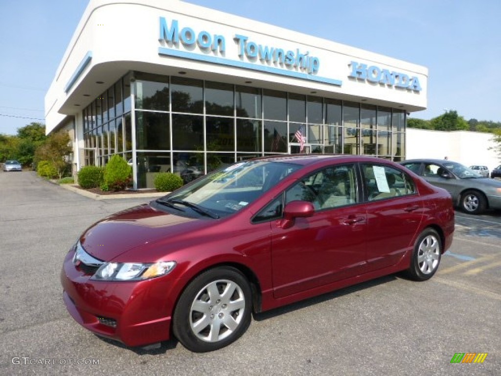 2011 Civic LX Sedan - Tango Red Pearl / Gray photo #1