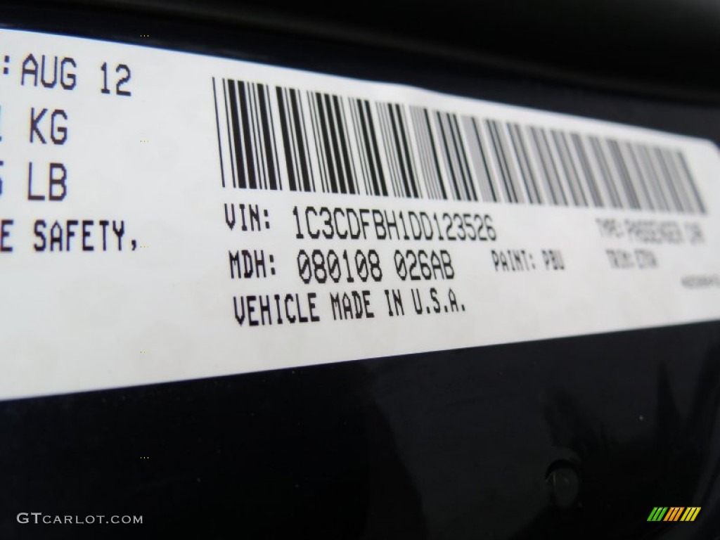 2013 Dart Color Code PBU for True Blue Pearl Coat Photo #70958008