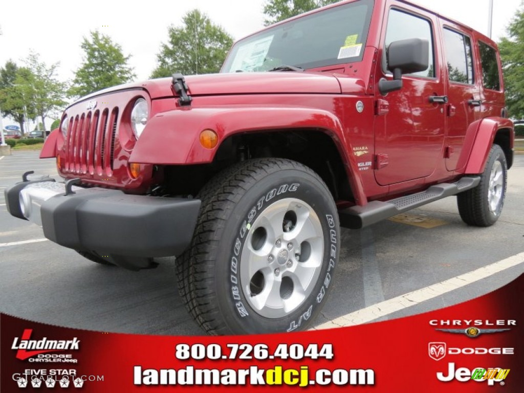 2013 Wrangler Unlimited Sahara 4x4 - Deep Cherry Red Crystal Pearl / Black photo #1