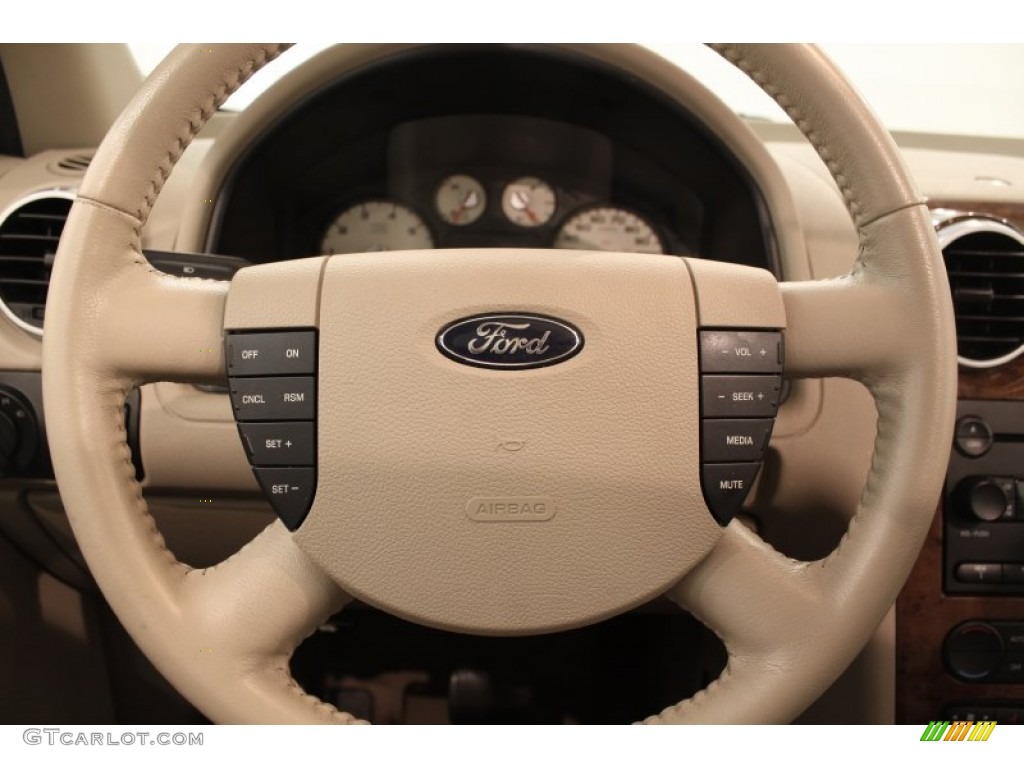 2006 Ford Freestyle Limited AWD Pebble Beige Steering Wheel Photo #70960648