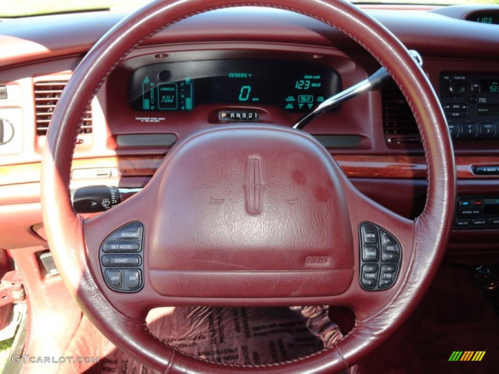 1996 Lincoln Town Car Cartier Dark Red Steering Wheel Photo #70973011