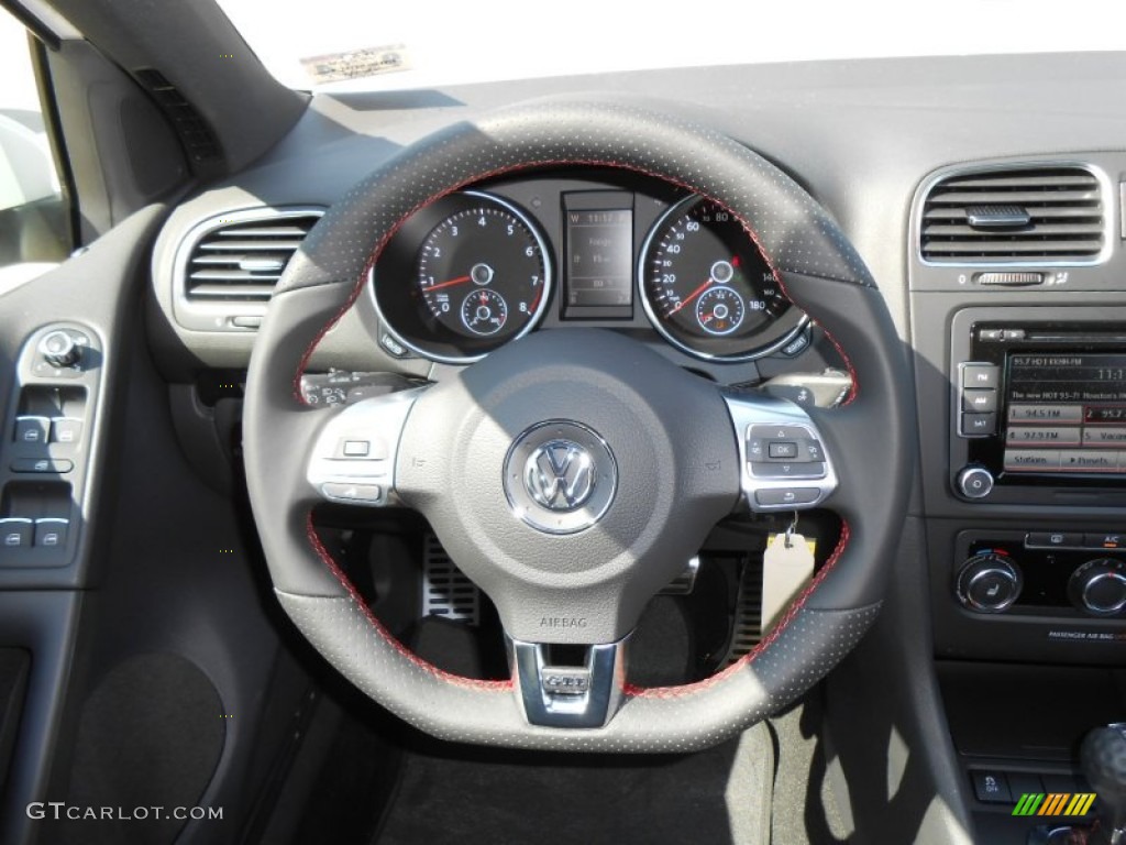 2013 Volkswagen GTI 4 Door Interlagos Plaid Cloth Steering Wheel Photo #70975069