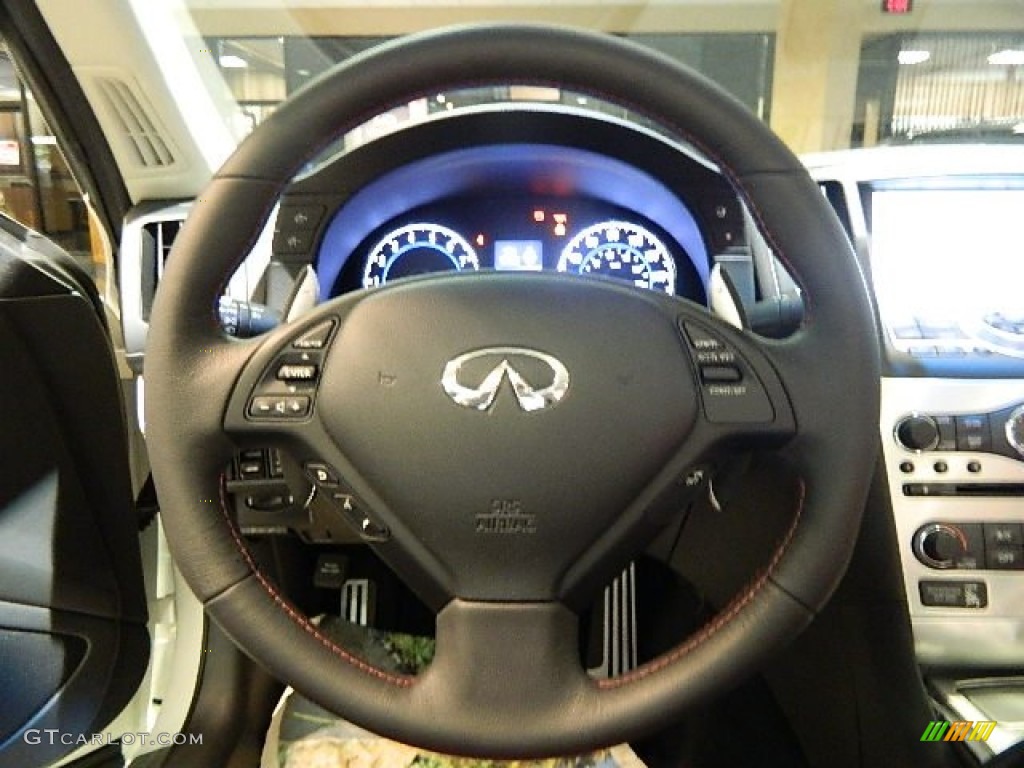 2013 Infiniti G IPL G Convertible IPL Monaco Red/Silk Obi Aluminum Steering Wheel Photo #70977776