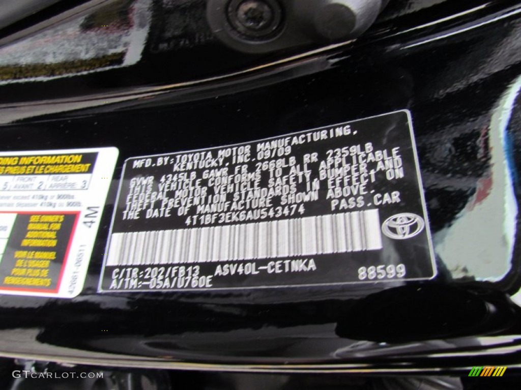 2010 Camry LE - Black / Ash Gray photo #12