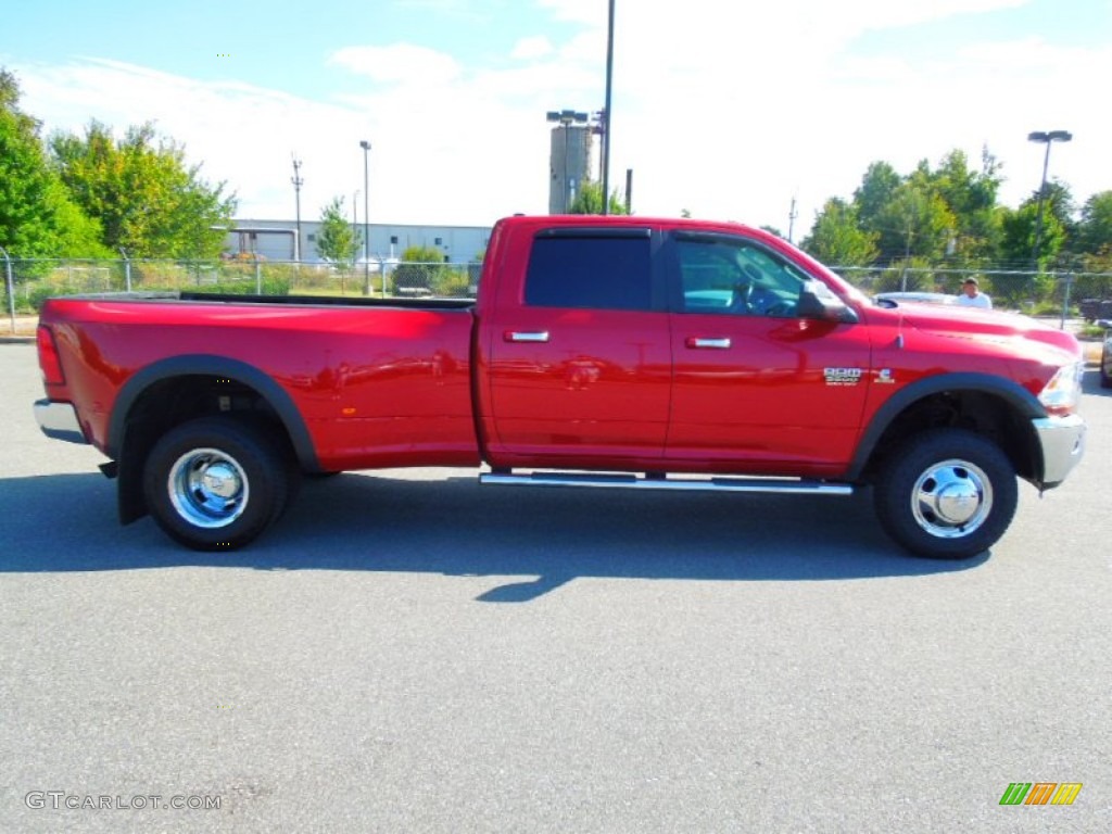 2010 Ram 3500 SLT Crew Cab 4x4 Dually - Inferno Red Crystal Pearl / Dark Slate/Medium Graystone photo #3